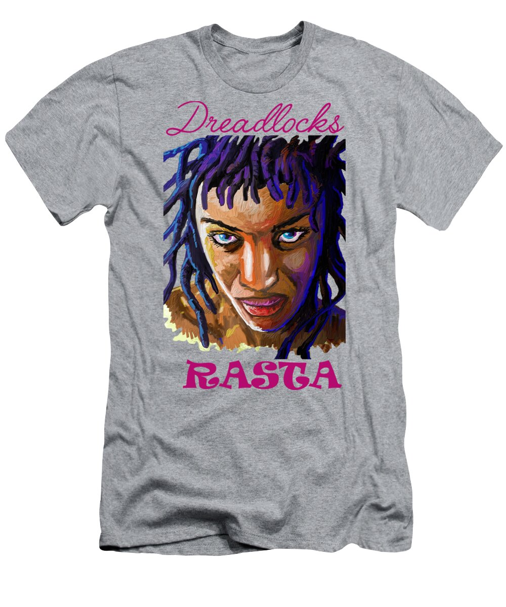 Happy T-Shirt featuring the painting Dreadlocks by Anthony Mwangi