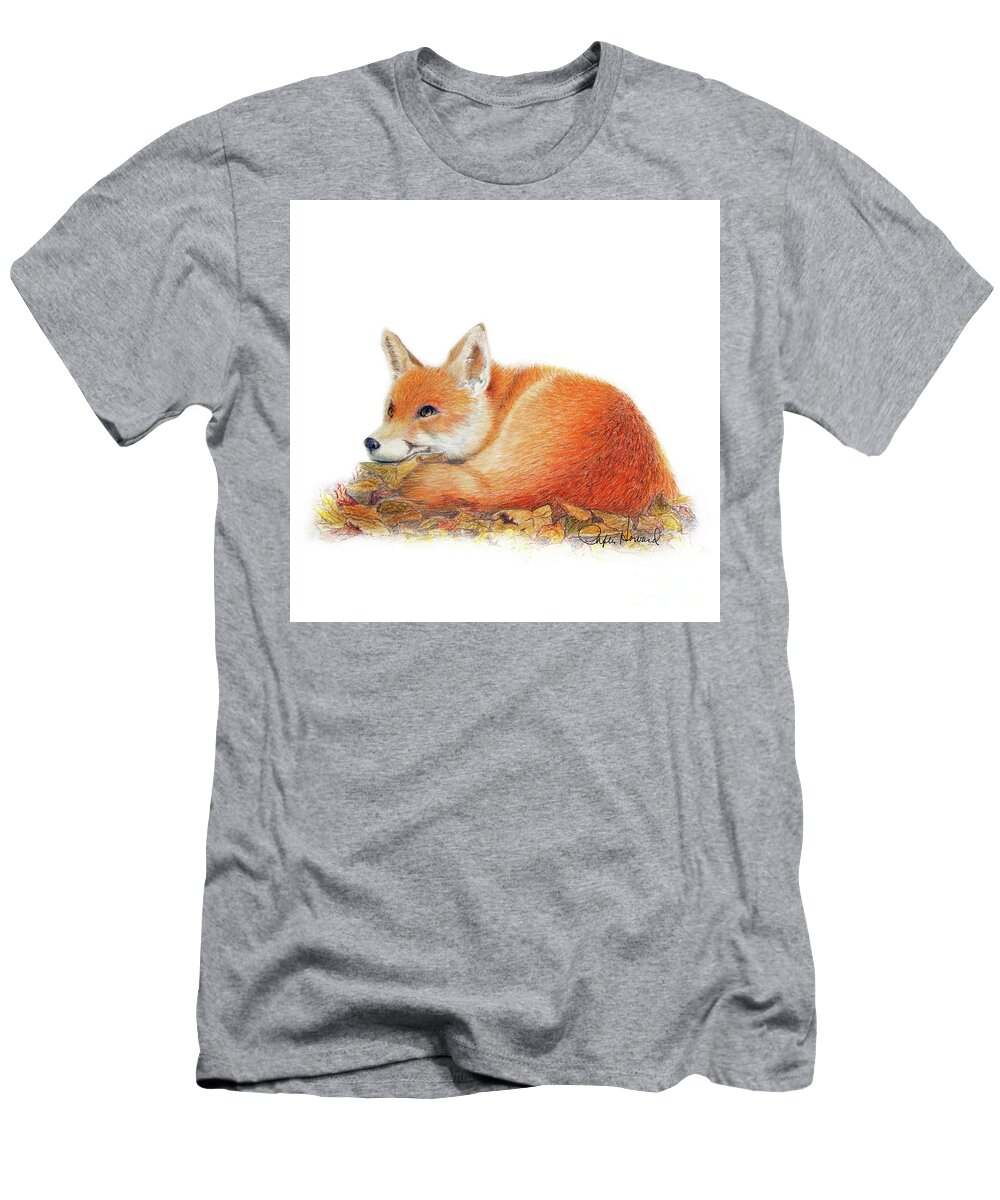 Fox T-Shirt featuring the drawing Dreaming by Phyllis Howard