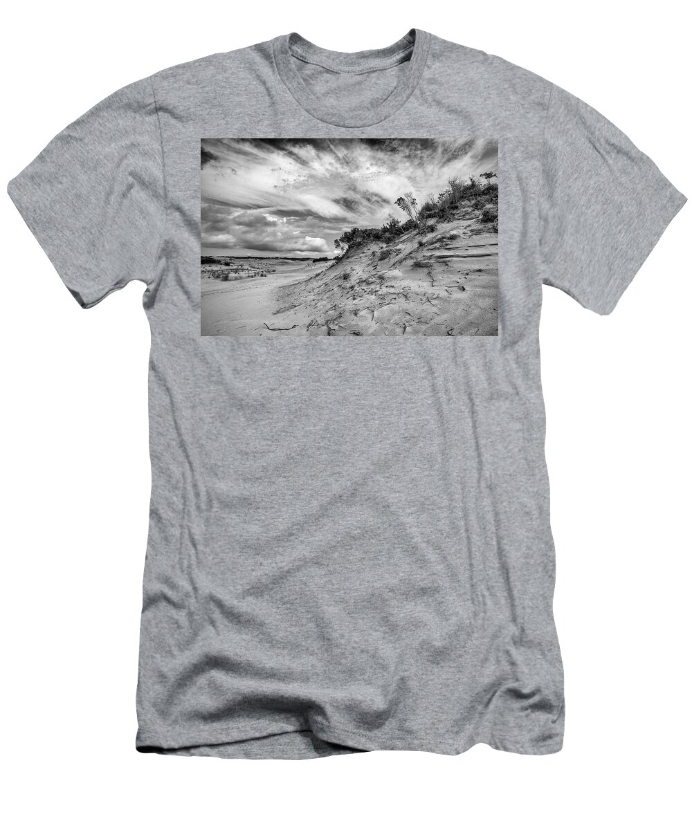 Monochrome T-Shirt featuring the photograph Dune Sky by Alan Raasch