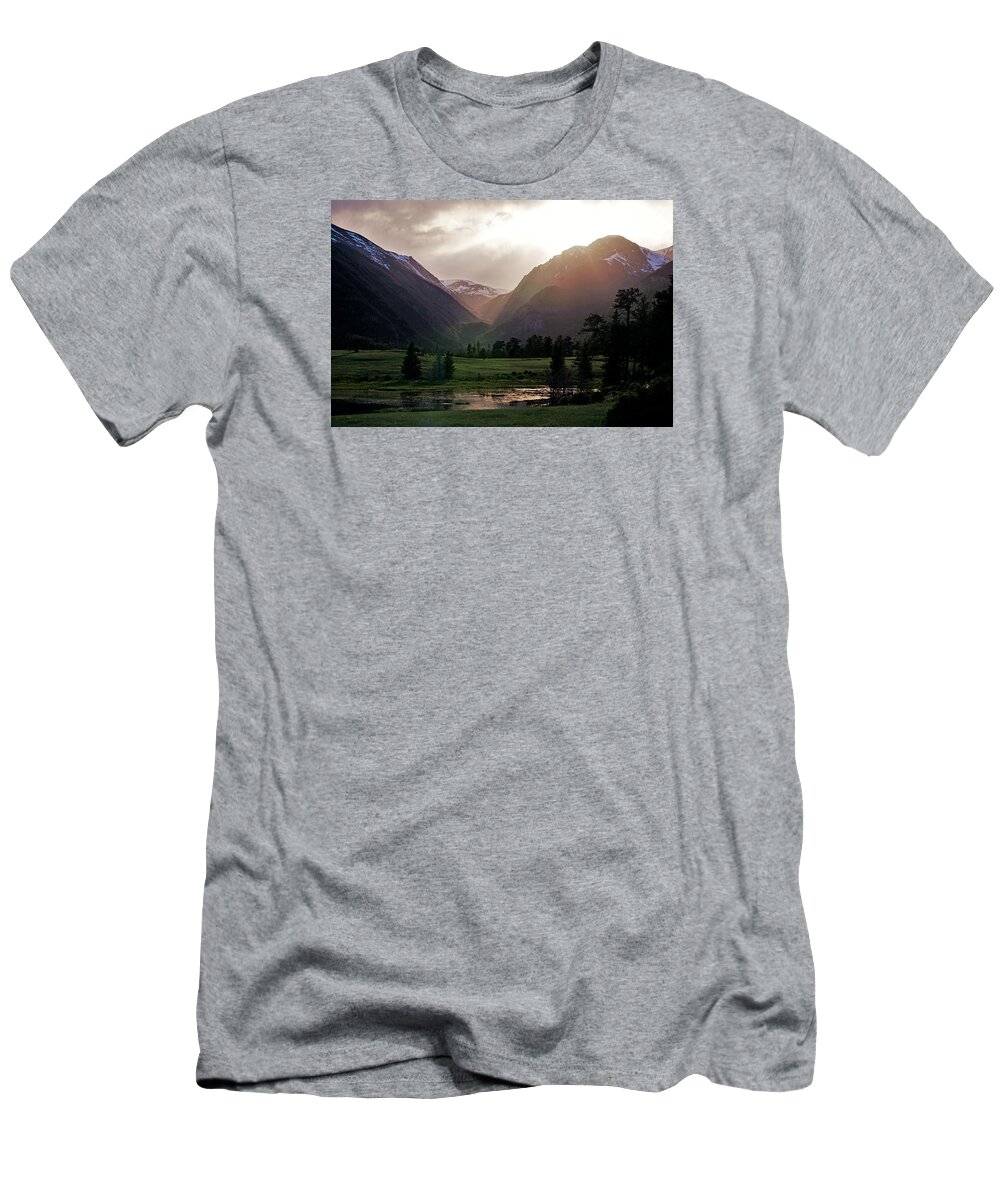 Rocky T-Shirt featuring the photograph Early Evening Light in the Valley by Tranquil Light Photography