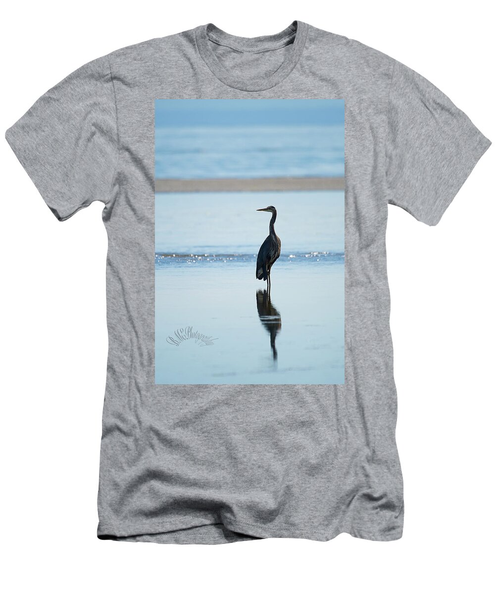 Blue Heron Comox British Columbia Pacific Ocean Canada Birds Wildlife. Ocean West Coast Miracle Beach T-Shirt featuring the photograph Early Morning Heron by Edward Kovalsky