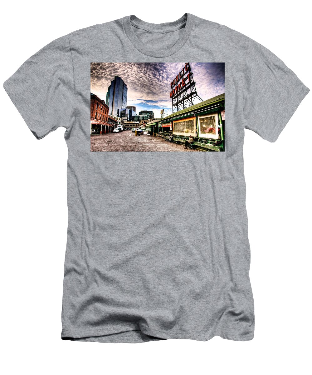 Seattle T-Shirt featuring the photograph Early Morning Market by Spencer McDonald
