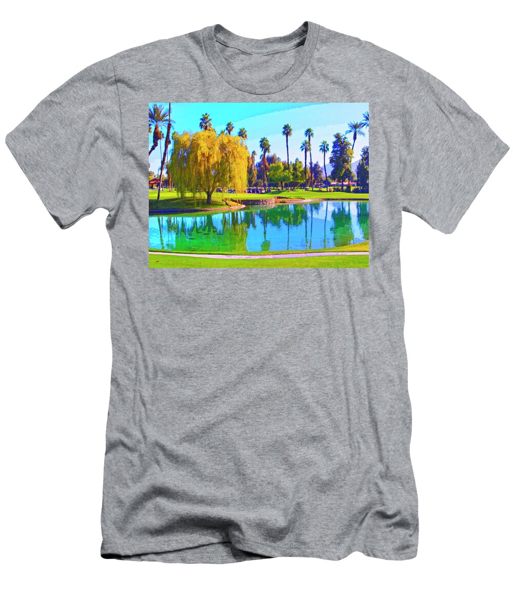 Early Morning Tee Time T-Shirt featuring the mixed media Early Morning Tee Time by Dominic Piperata