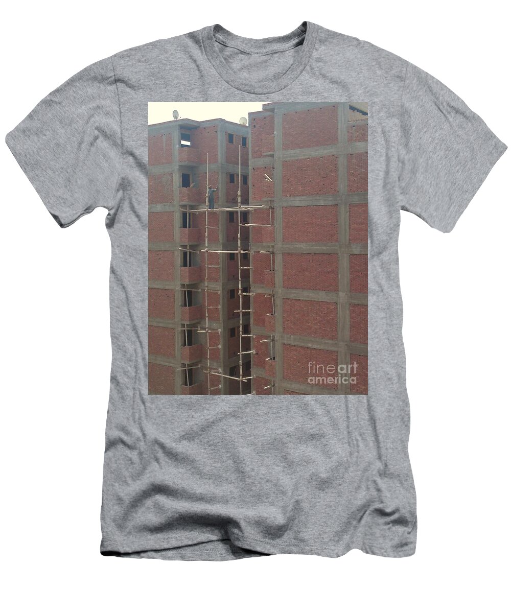 Egyptian Builders Spider Man Bricks Wood Construction T-Shirt featuring the photograph Egyptian Builders by Mina Milad