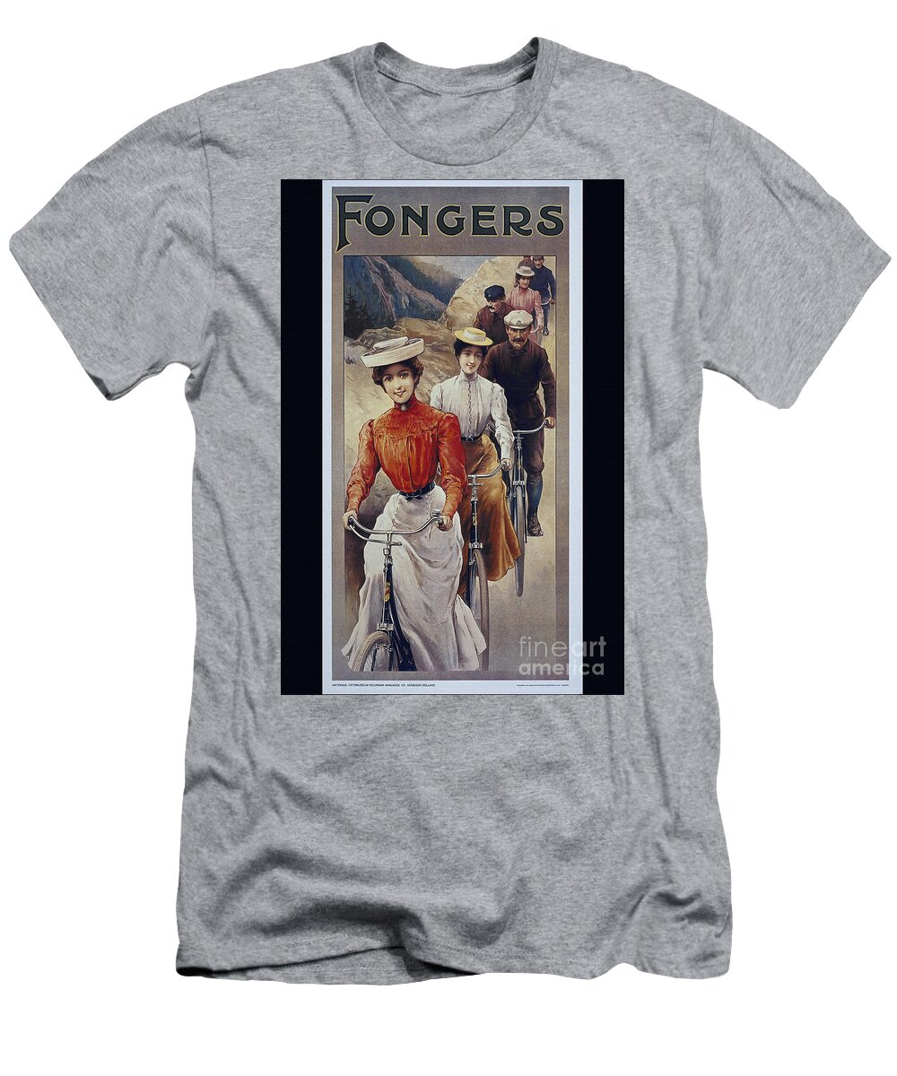 Elegant T-Shirt featuring the digital art Elegant Fongers vintage stylish cycle poster by Vintage Collectables
