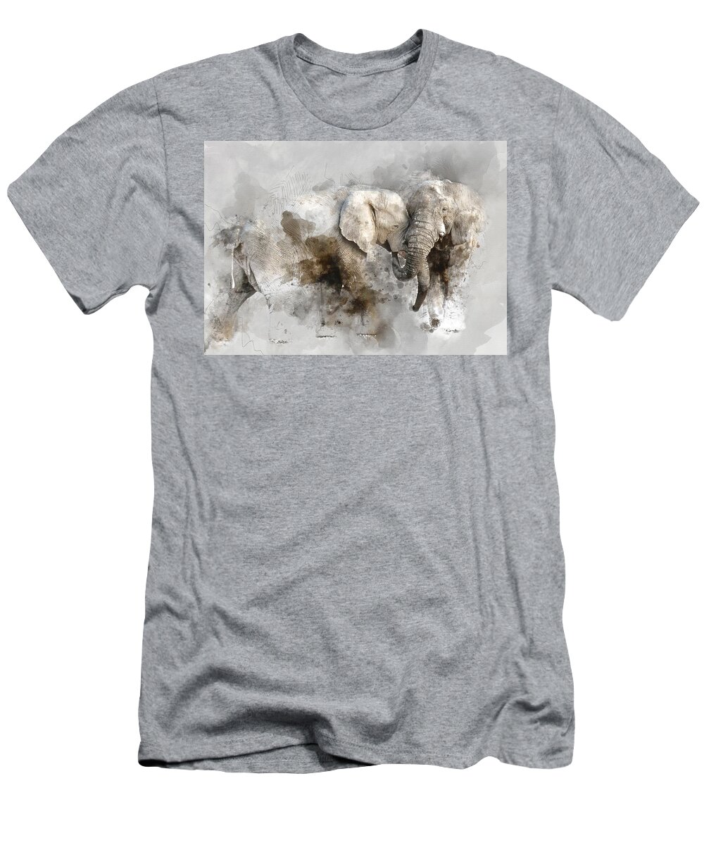 Elephant T-Shirt featuring the painting Elephant Love 1 - by Diana Van by Diana Van