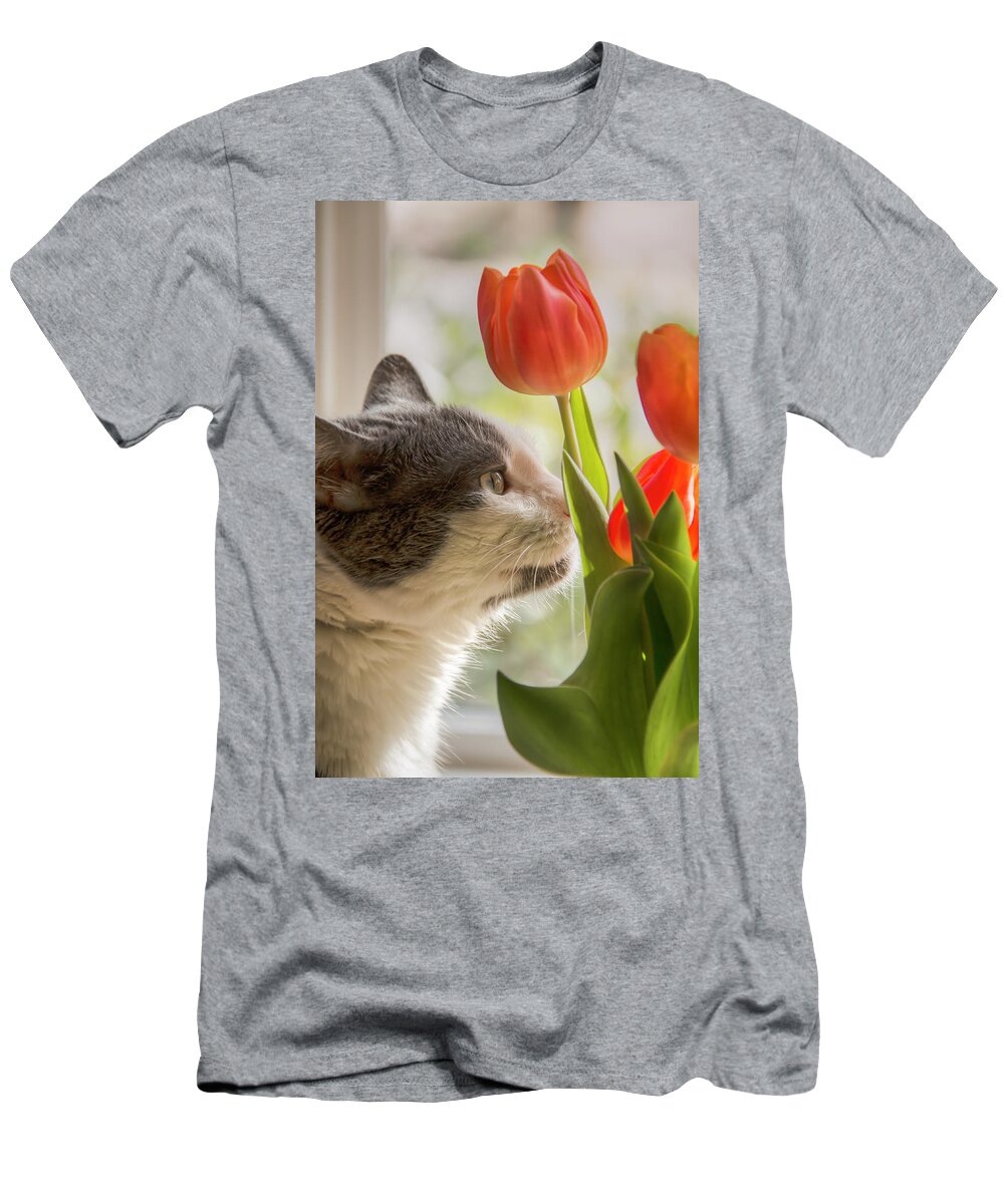 Cat T-Shirt featuring the photograph Emma's Window by Kristina Rinell