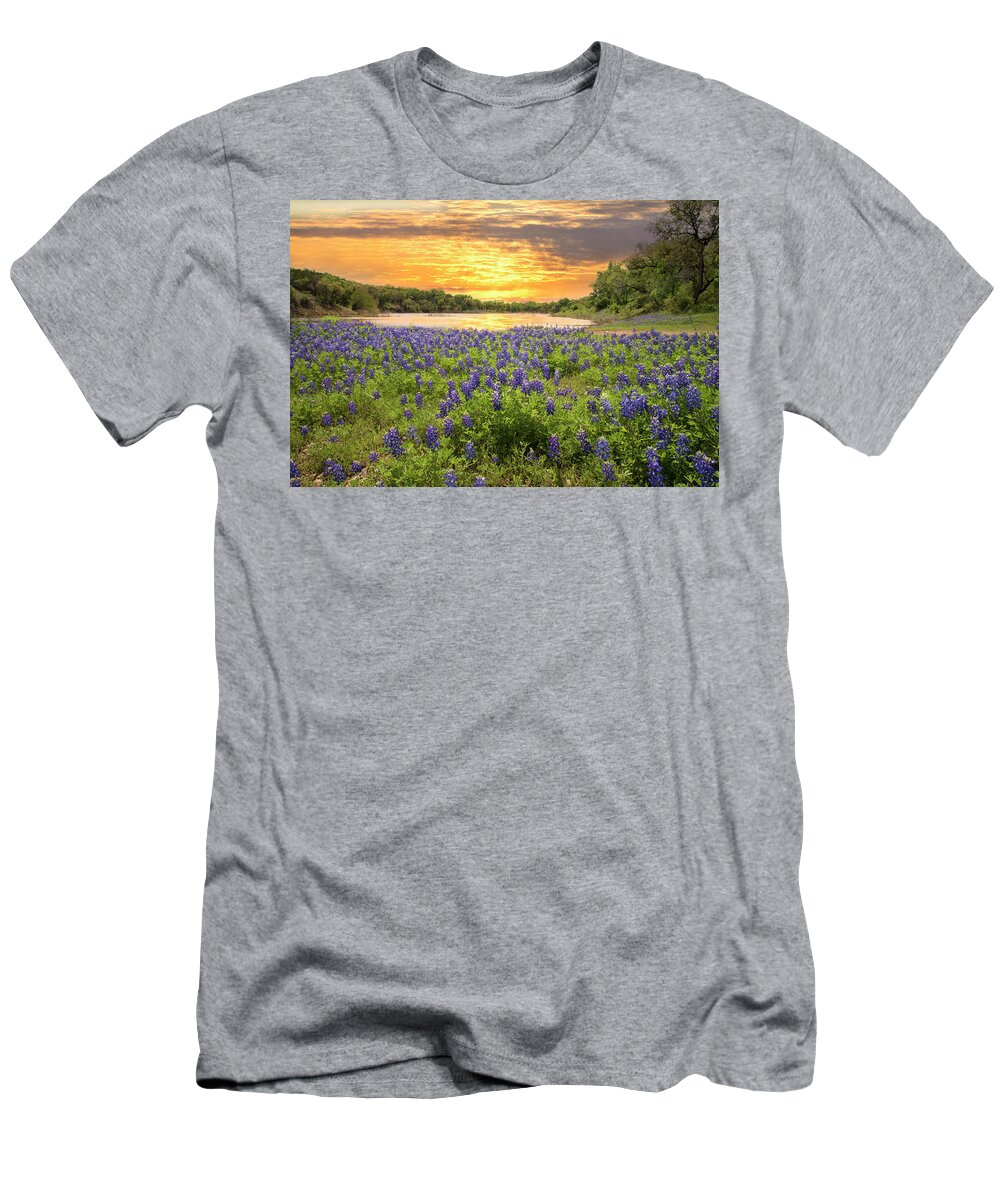 Sunset T-Shirt featuring the photograph End of a Bluebonnet Day by Lynn Bauer