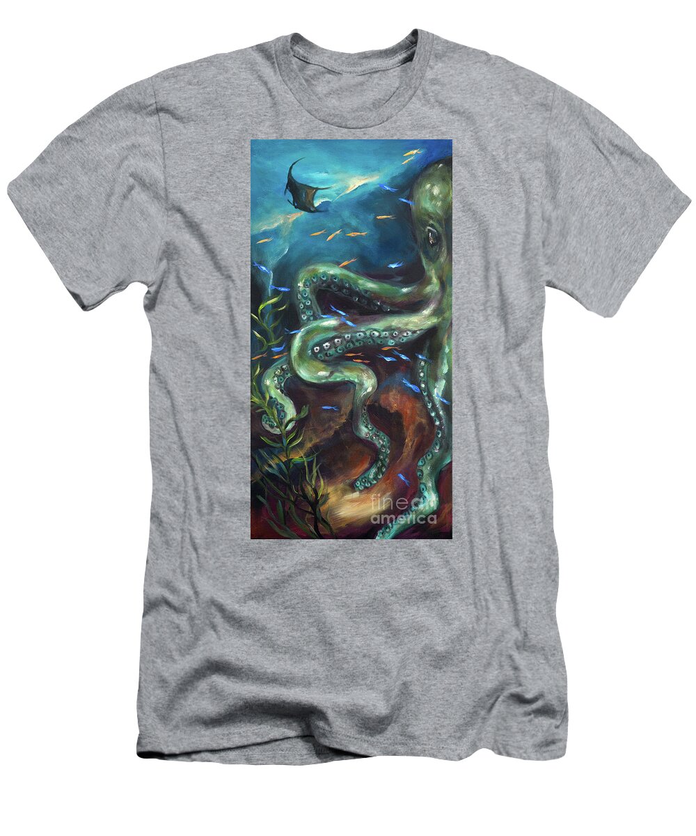 Coral Reef T-Shirt featuring the painting Entangled Left by Linda Olsen