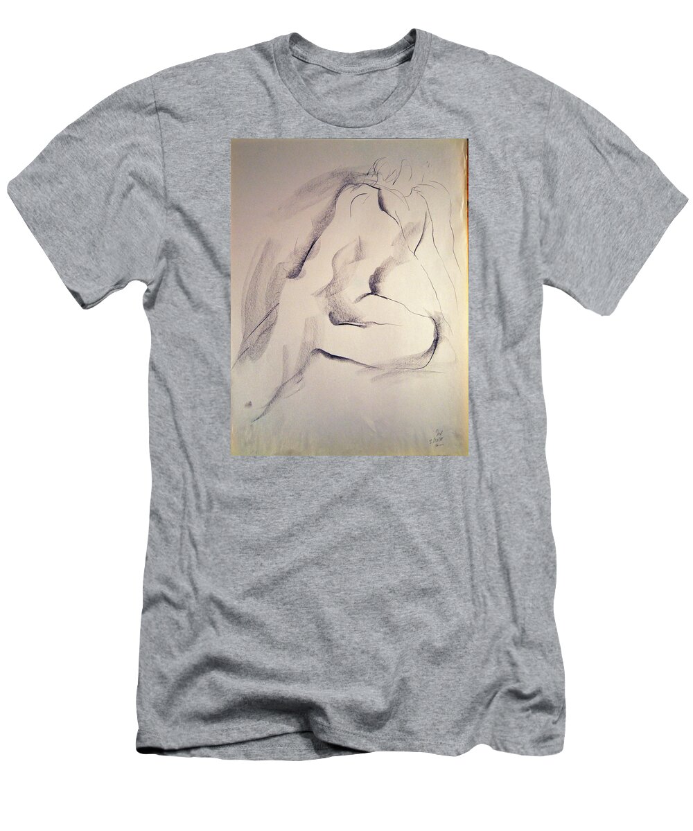 Life Model Sketch T-Shirt featuring the drawing Esq 2015-10-02-04 by Jean-Marc Robert