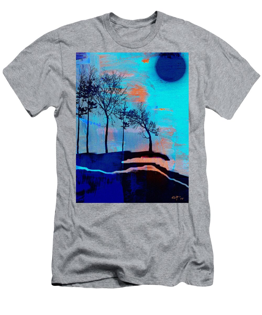 Blue T-Shirt featuring the painting Evening by Amy Shaw