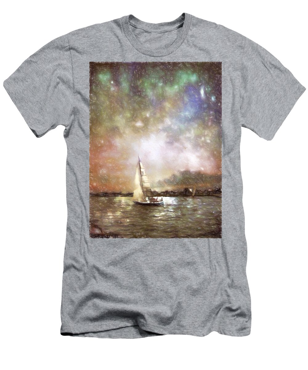 Ship T-Shirt featuring the photograph EvenSail by Kathy Bassett