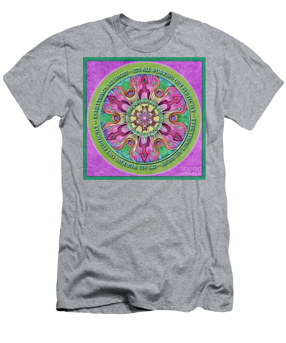 Mandala T-Shirt featuring the painting Everything's All Right Mandala Prayer by Jo Thomas Blaine