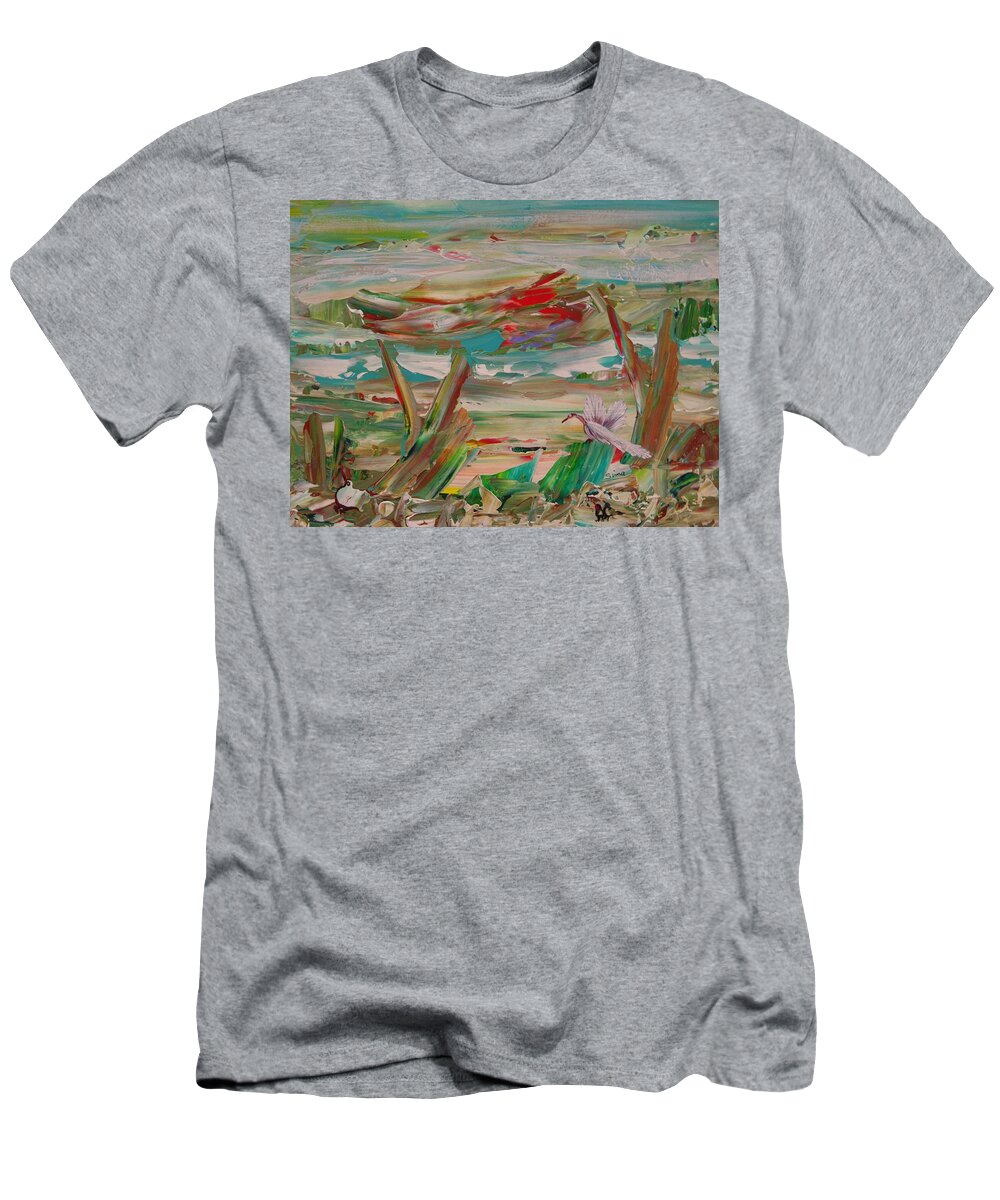 Landscape T-Shirt featuring the painting Exotic Landscape One by Sima Amid Wewetzer