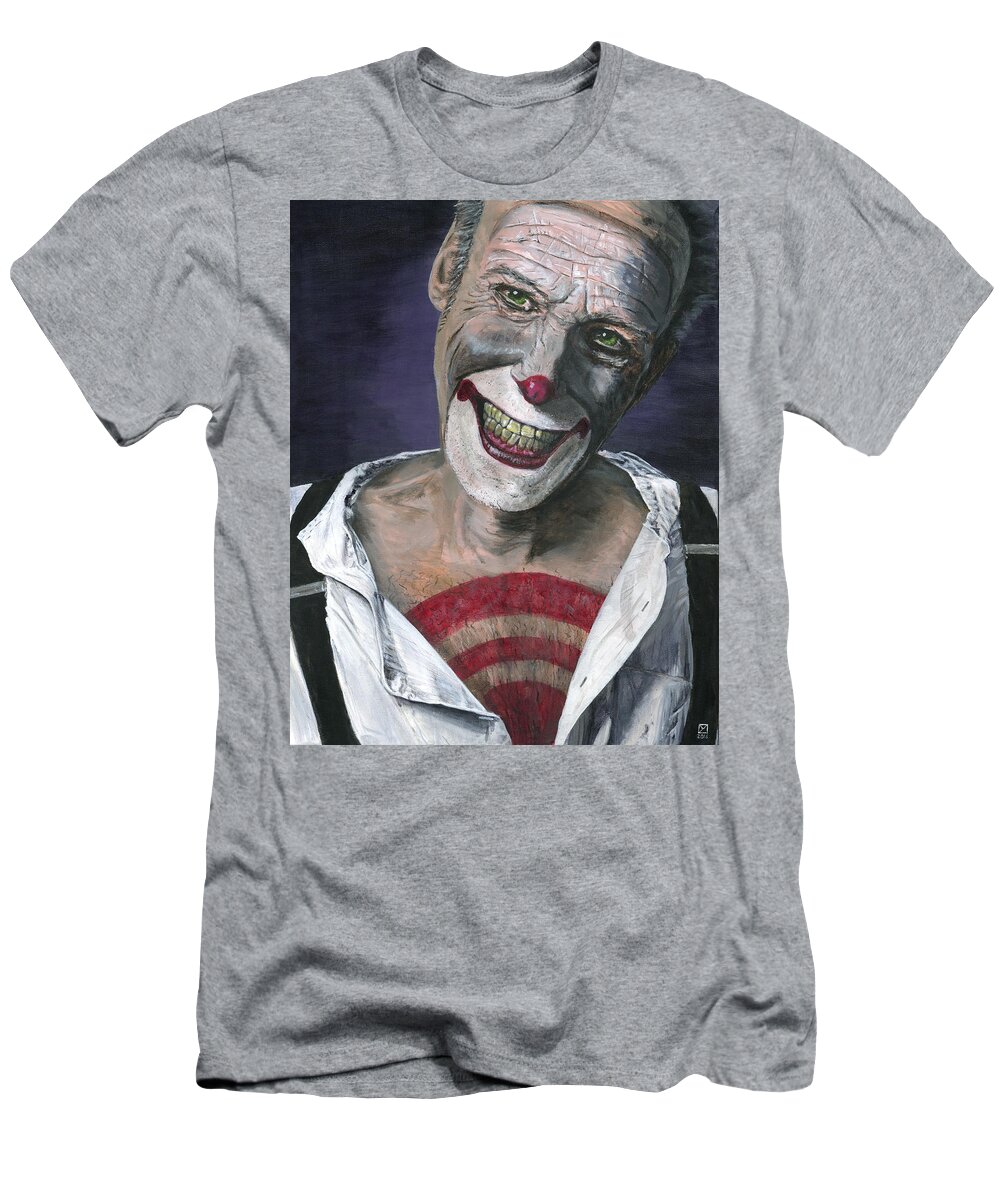 Clown T-Shirt featuring the painting Exposed by Matthew Mezo