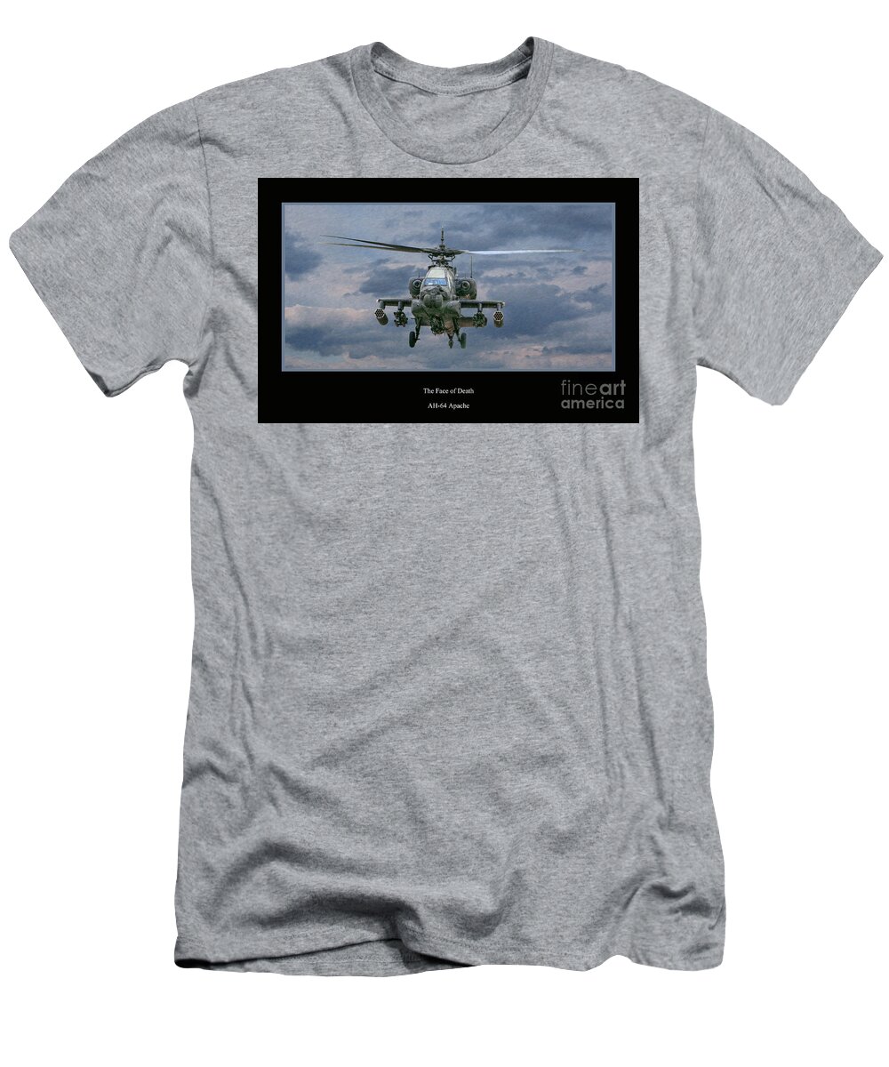 Apache Sunset T-Shirt featuring the digital art Face of Death Ah-64 Apache Helicopter by Randy Steele