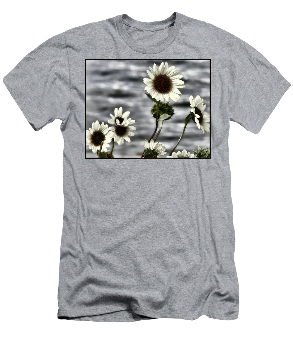 Enhanced Photography T-Shirt featuring the photograph Fading Sunflowers by Susan Kinney