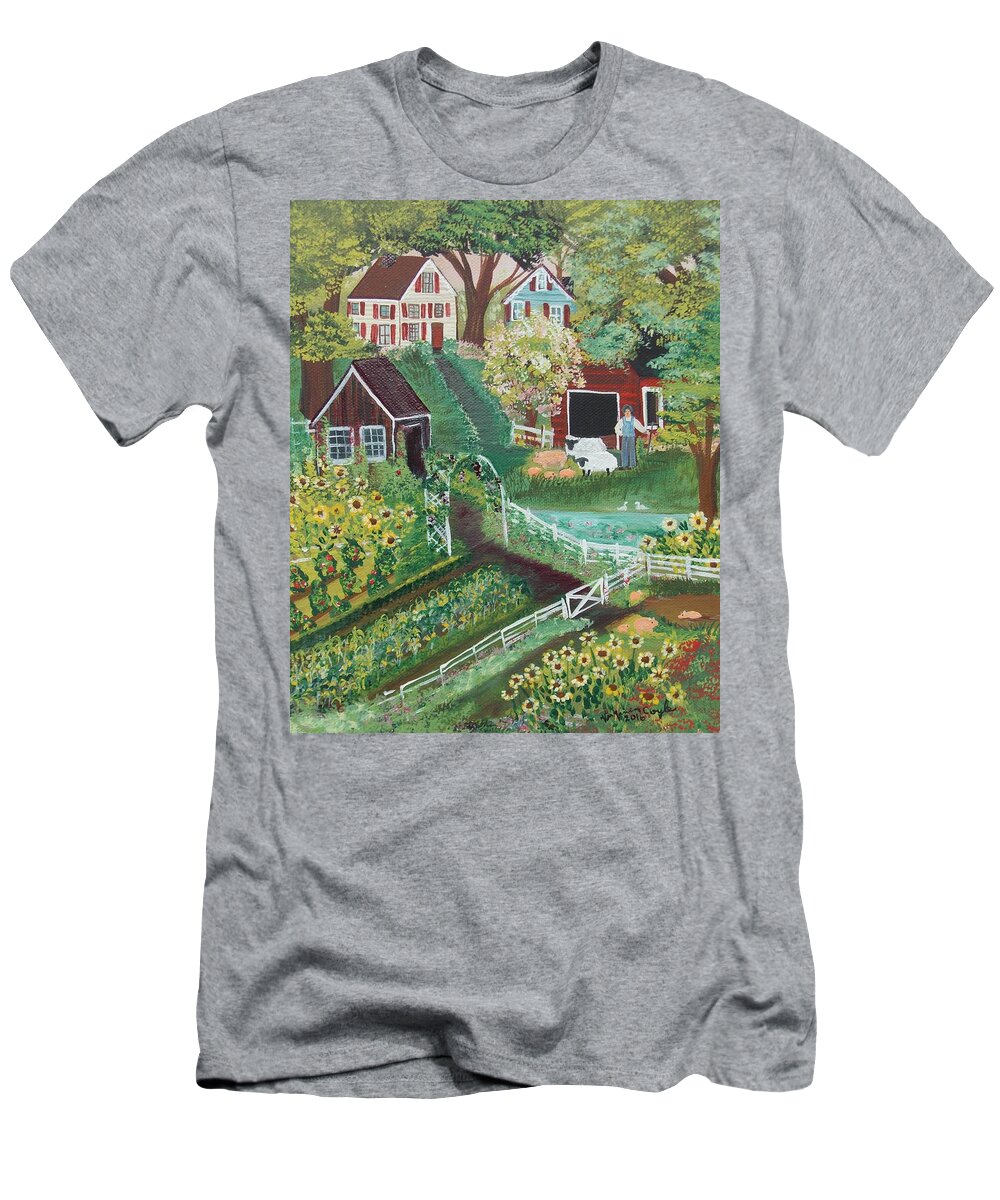 Landscape T-Shirt featuring the painting Fairview Farm by Virginia Coyle