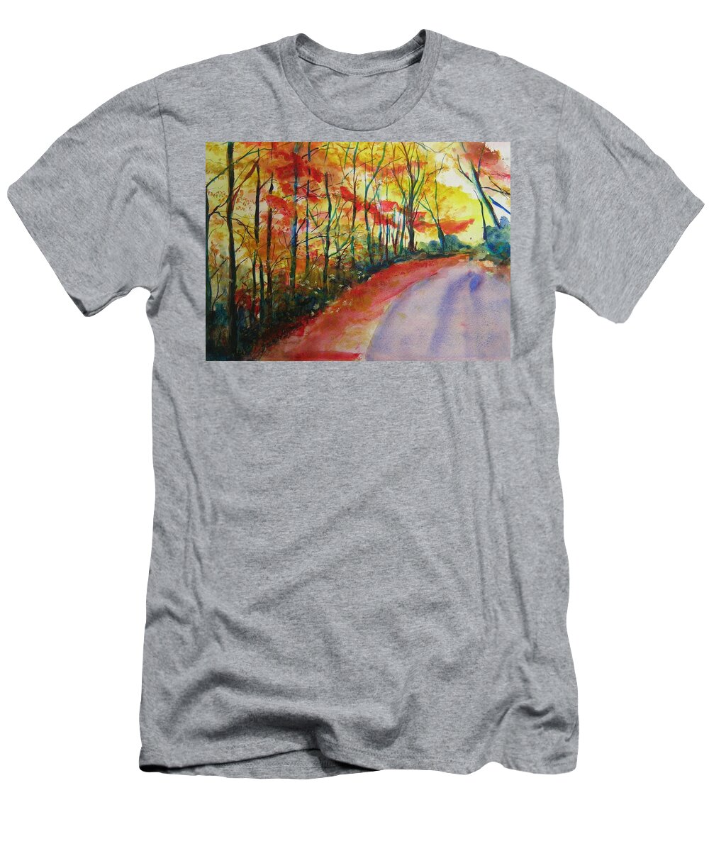 Abstract Landscape T-Shirt featuring the painting Fall Abstract by Lizzy Forrester