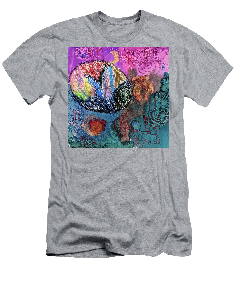 Family T-Shirt featuring the pastel Family Outer Space by Abigail White
