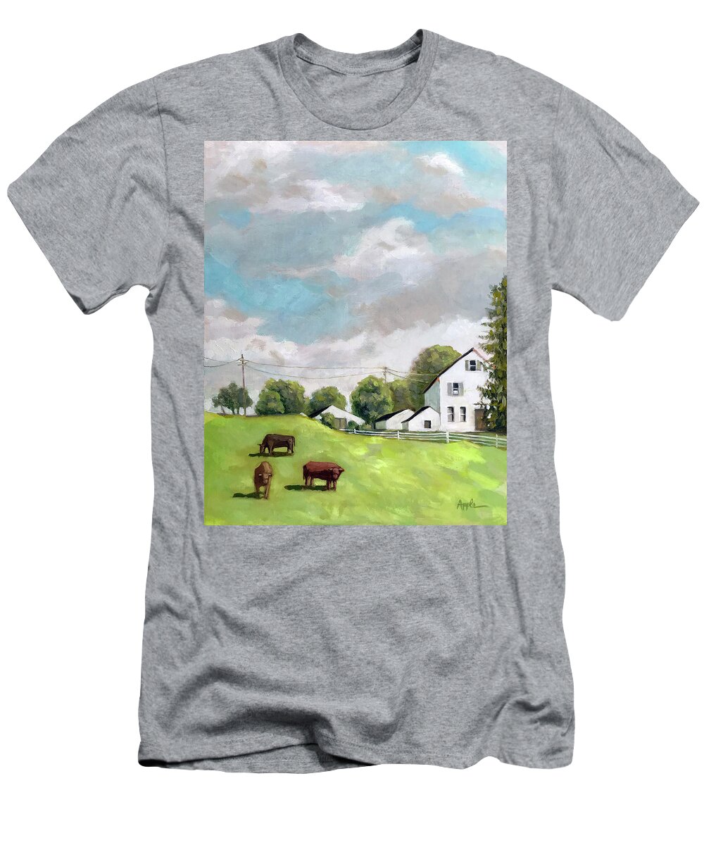 Oil Painting T-Shirt featuring the painting Farm country by Linda Apple