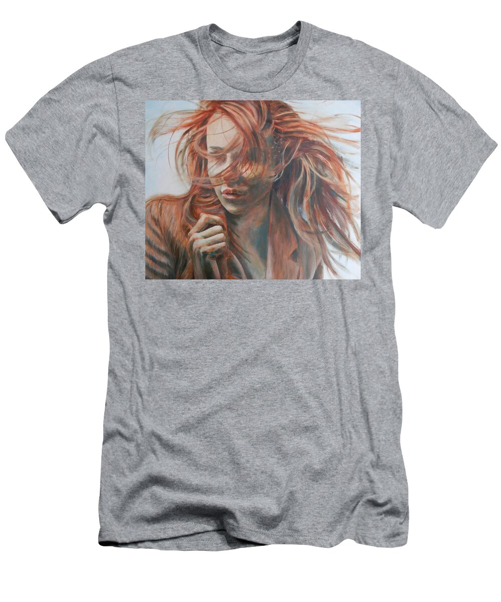 Woman T-Shirt featuring the painting Feel the Wind by John Neeve