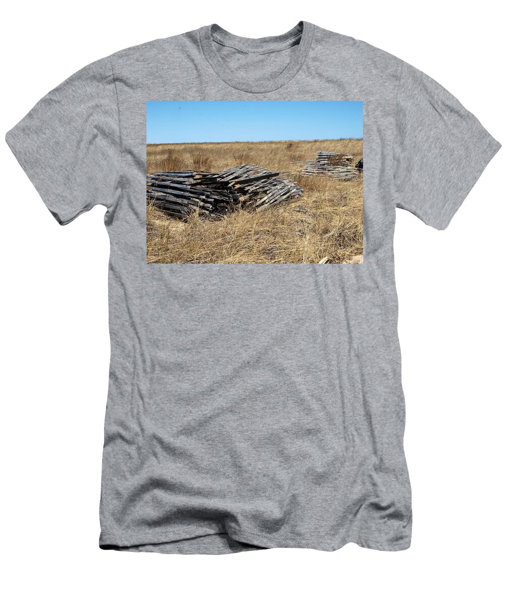  T-Shirt featuring the photograph Fence Bails by Bruce Gannon