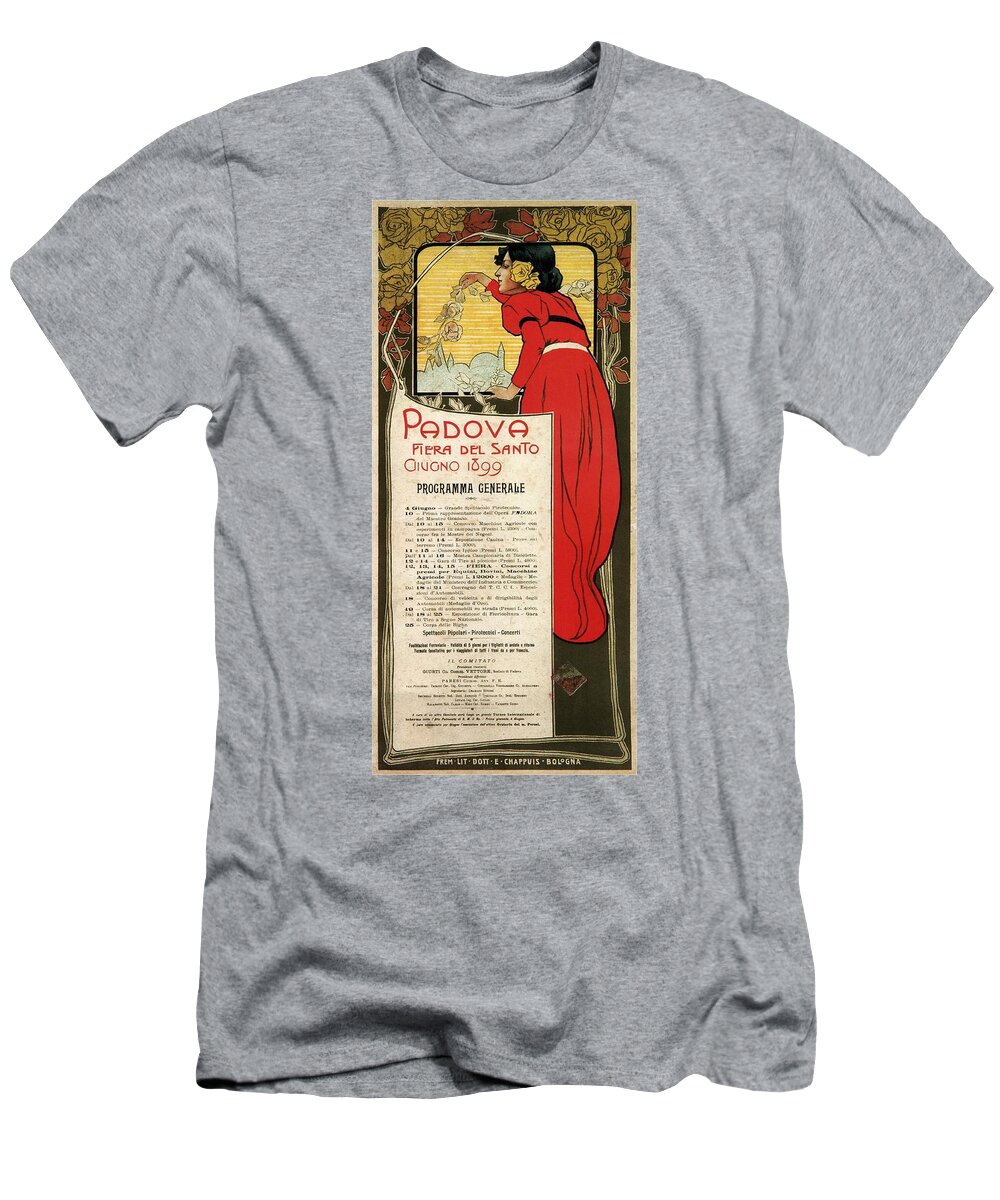 Fair T-Shirt featuring the mixed media Fiera Del Santo 1899, Padova, Italy - Fair of the Saint - Retro travel Poster - Vintage Poster by Studio Grafiikka