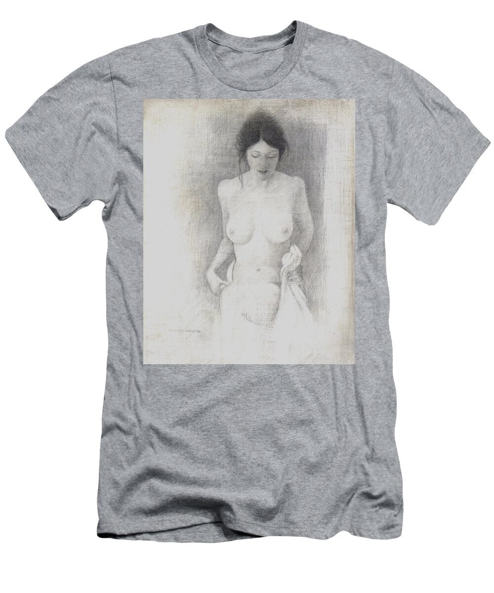 Breasts T-Shirt featuring the drawing Figure Study 6 by David Ladmore