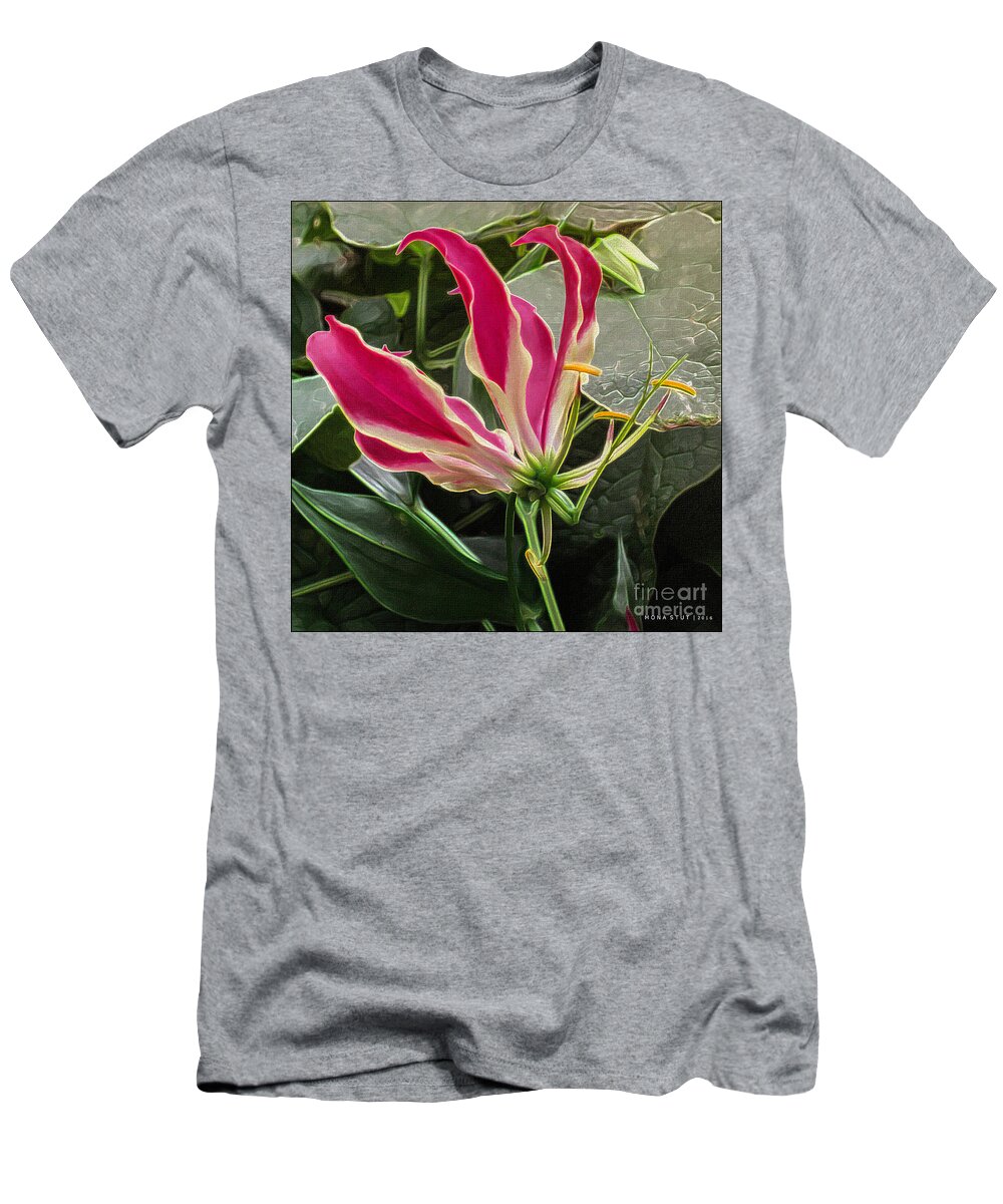 Mona-stut T-Shirt featuring the photograph Fire Lily Ambiente Florale by Mona Stut