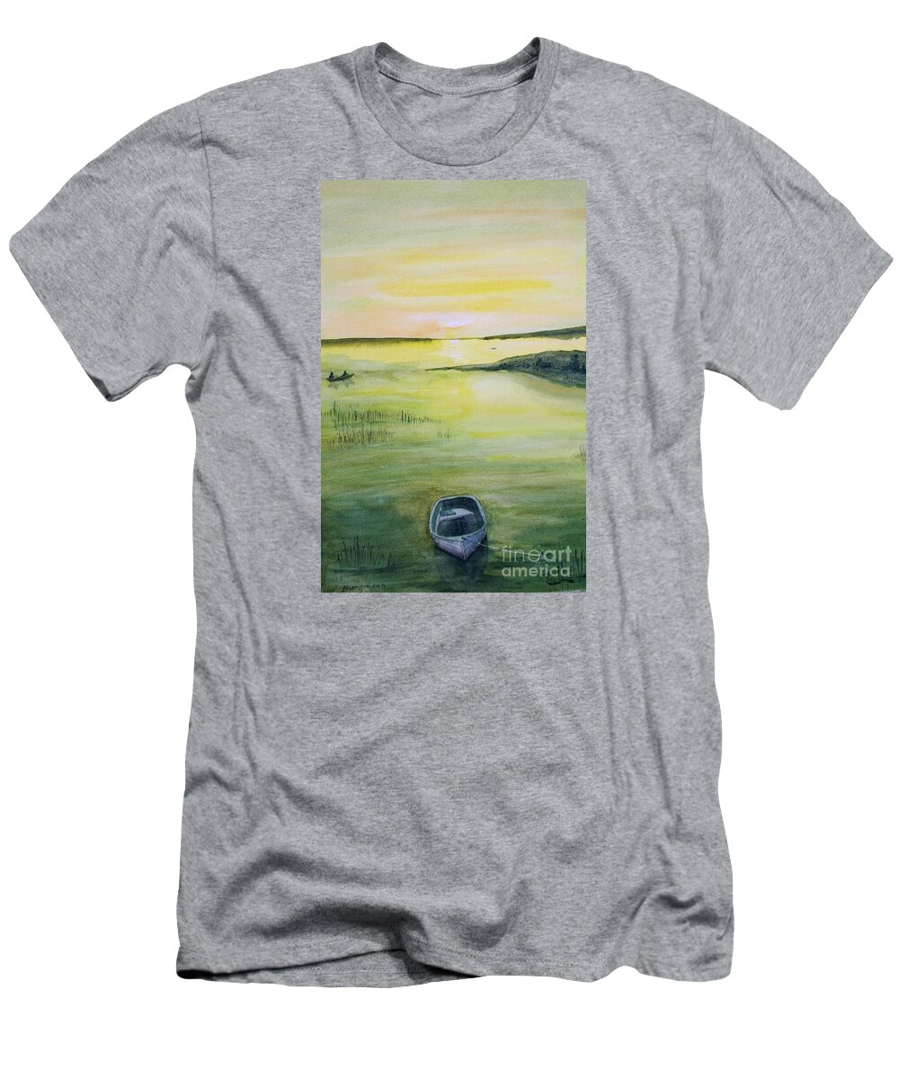 Boat T-Shirt featuring the painting Fisherman's Delight by Petra Burgmann