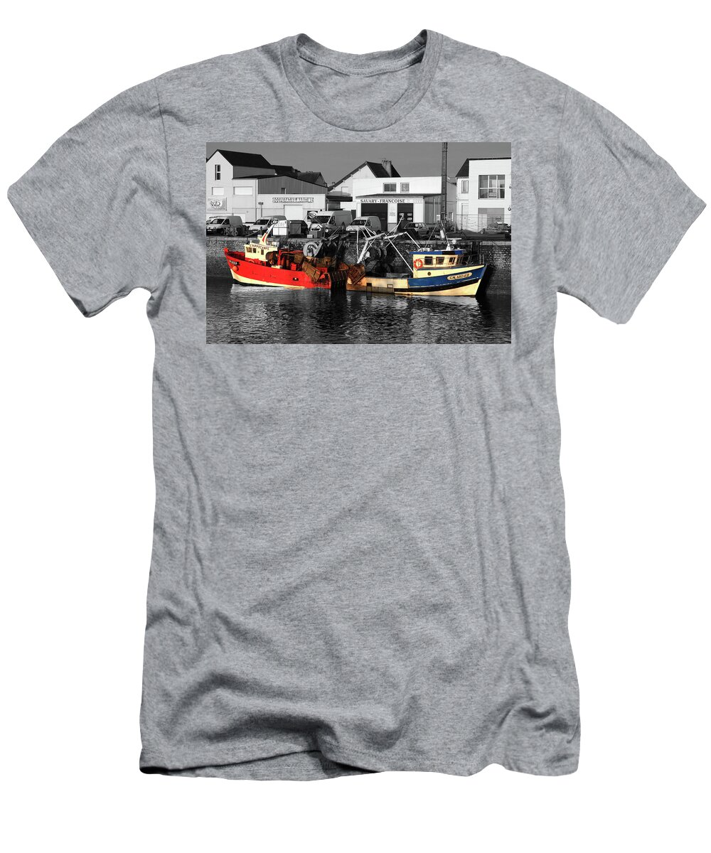 Ships T-Shirt featuring the photograph Fishing Boats In Sheltered Harbour by Aidan Moran