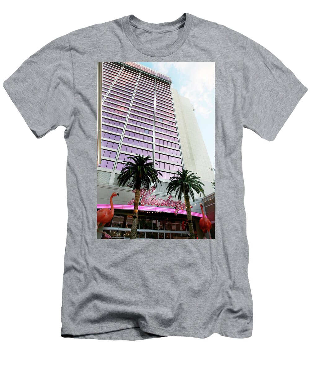 Flamingo T-Shirt featuring the photograph Flamingo Hotel neon Sign Las Vegas by Marilyn Hunt
