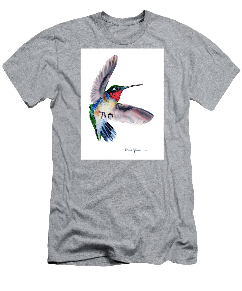 Hummingbird T-Shirt featuring the painting Flit Daniel Adams by Daniel Adams