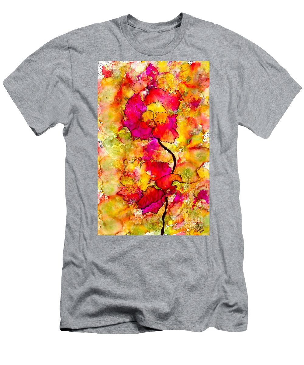 Abstract T-Shirt featuring the painting Floral Duet by Angela L Walker