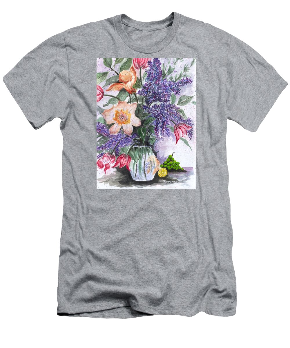 Vase T-Shirt featuring the painting Flower study nineteen by Darren Cannell