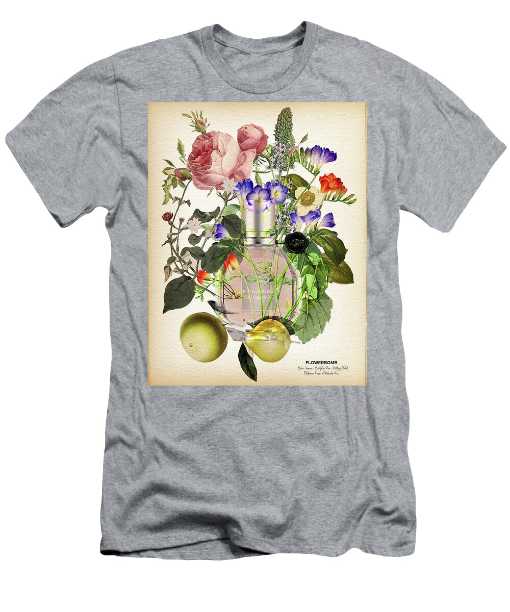 Flowerbomb T-Shirt featuring the painting Flowerbomb Notes 3 - By Diana Van by Diana Van