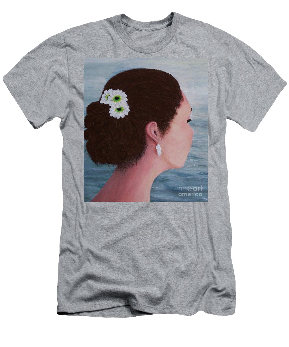 Flowers T-Shirt featuring the painting Flowers in Her Hair by Judy Kirouac