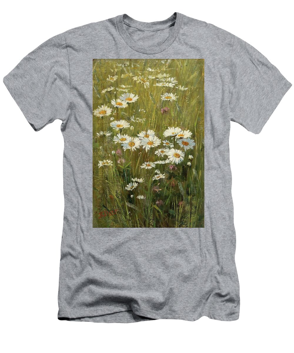 Elin Danielson-gambogi T-Shirt featuring the painting Flowers In The Meadow by Elin Danielson
