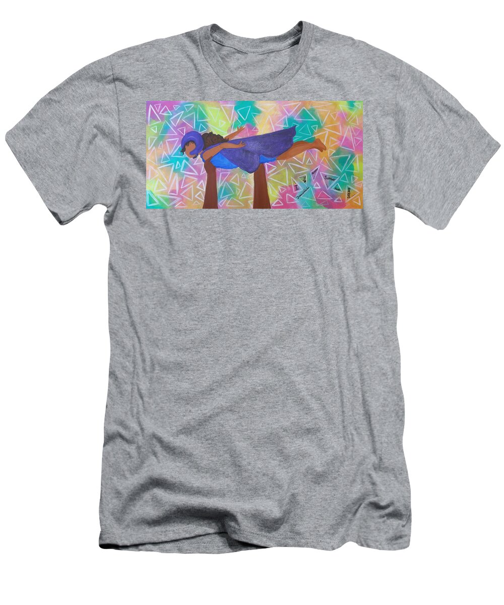  T-Shirt featuring the painting Fly Baby Girl by Diamin Nicole