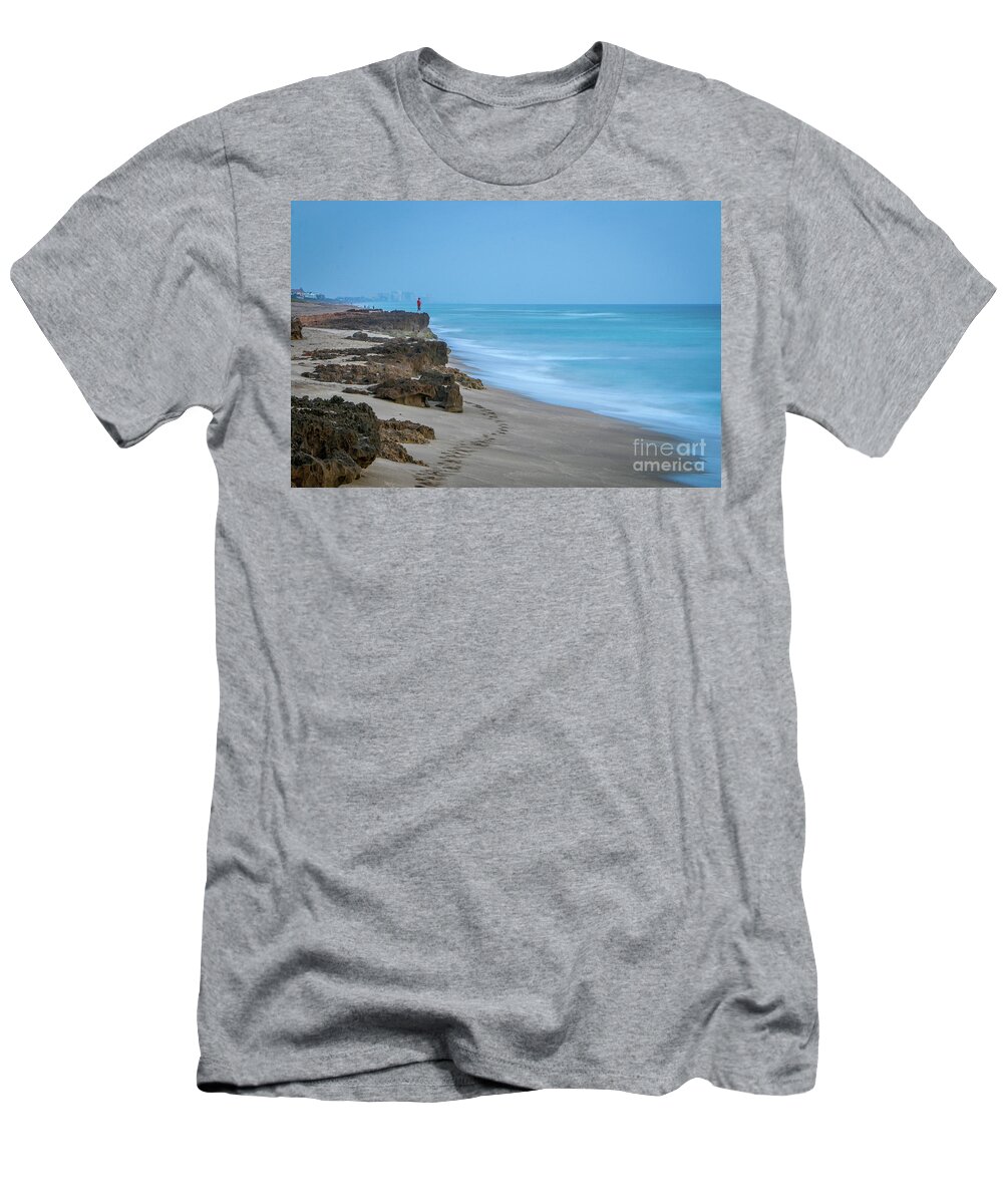 Rocks T-Shirt featuring the photograph Footprints and Rocks by Tom Claud