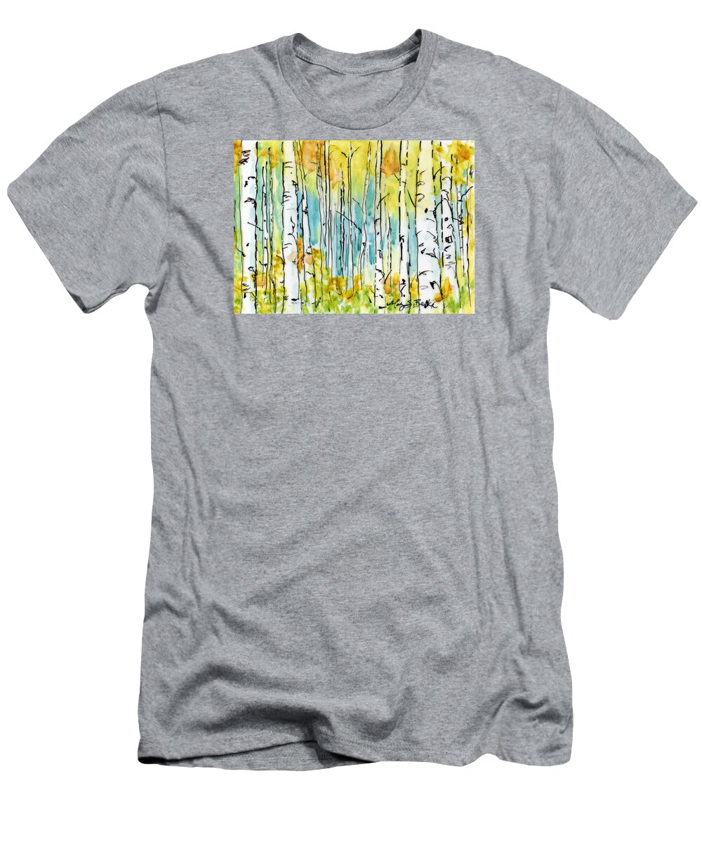 Art T-Shirt featuring the painting Forest for the Trees by Mary Benke