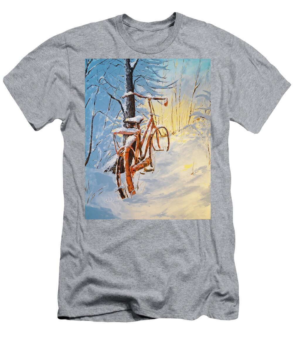 Snow T-Shirt featuring the painting Forgotten by Alan Lakin
