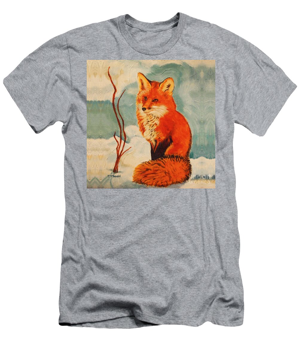 Decorative Throw Pillow T-Shirt featuring the painting Foxy Presence Throw Pillow by Janet McDonald