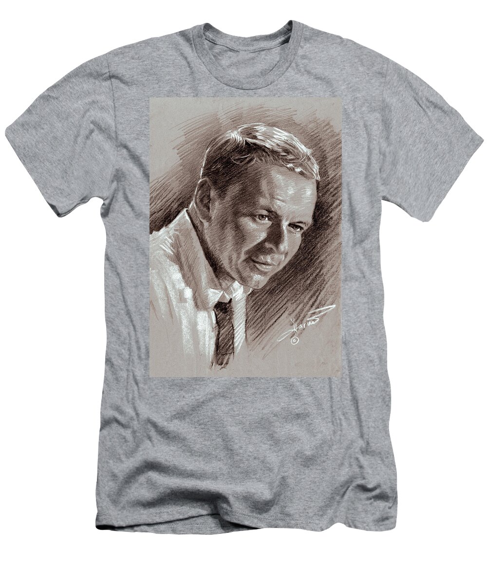 Frank Sinatra T-Shirt featuring the drawing Frank Sinatra by Ylli Haruni