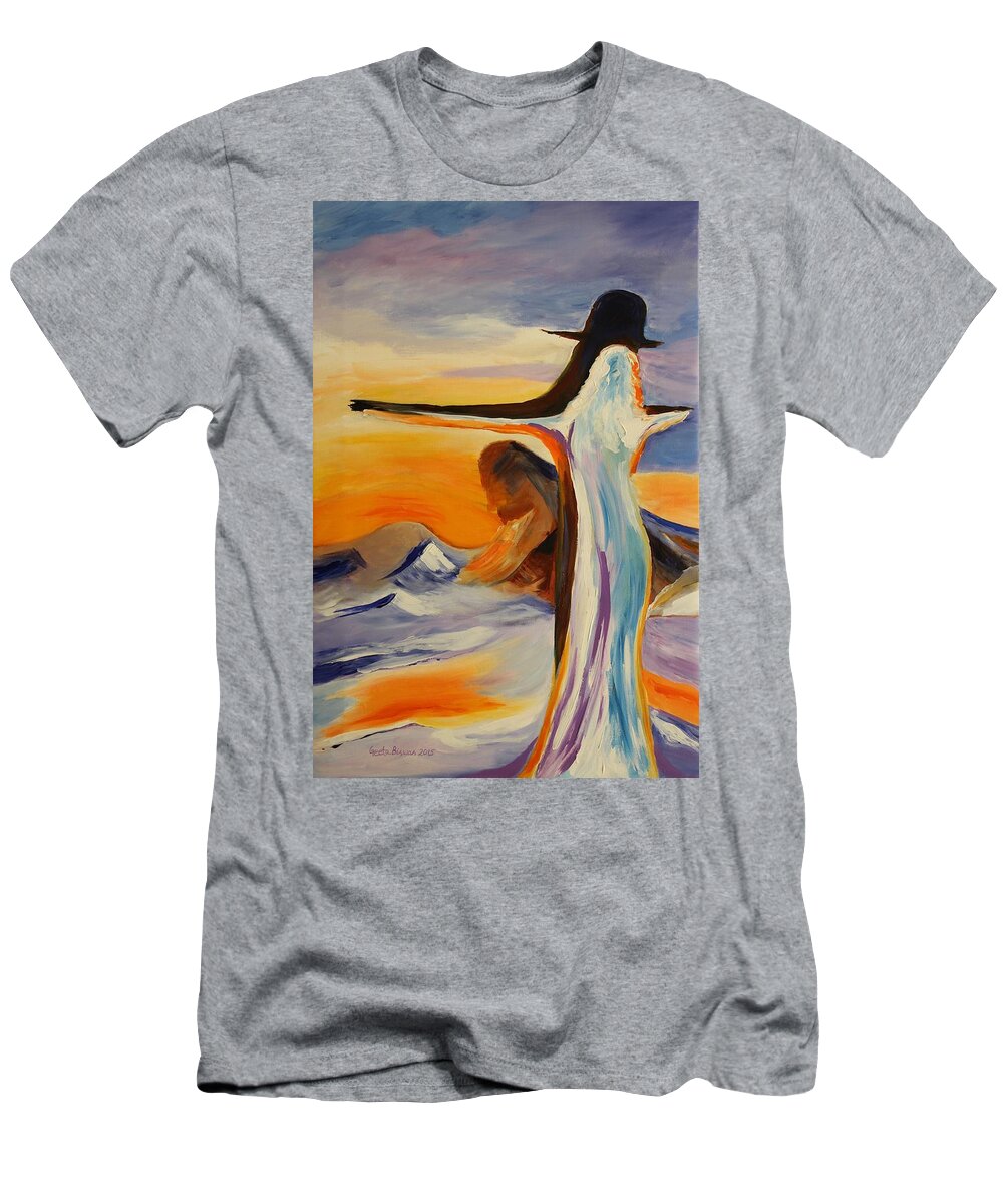 Frozen T-Shirt featuring the painting Frozen in Time by Geeta Yerra