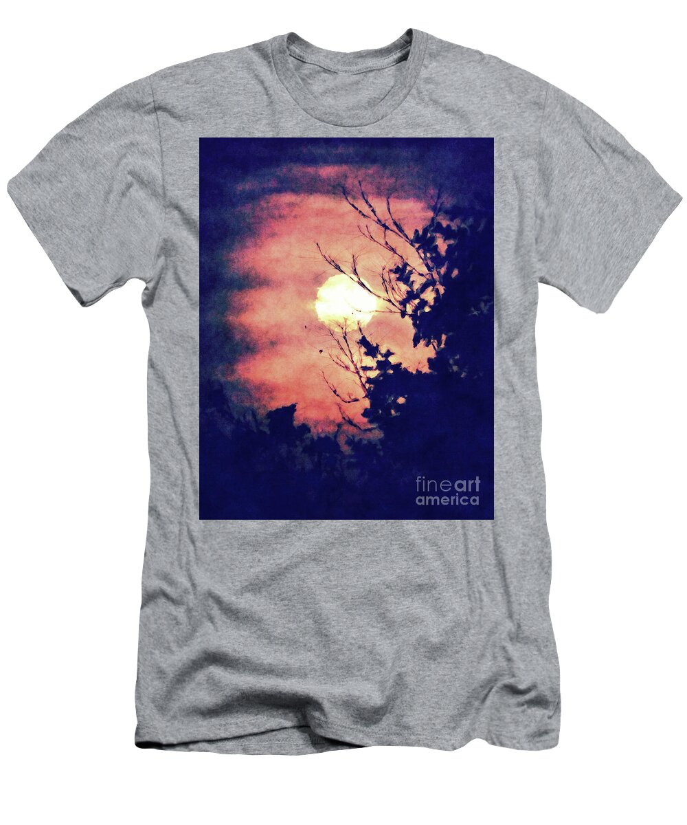 Moon T-Shirt featuring the digital art Full Moon Silhouette by Phil Perkins