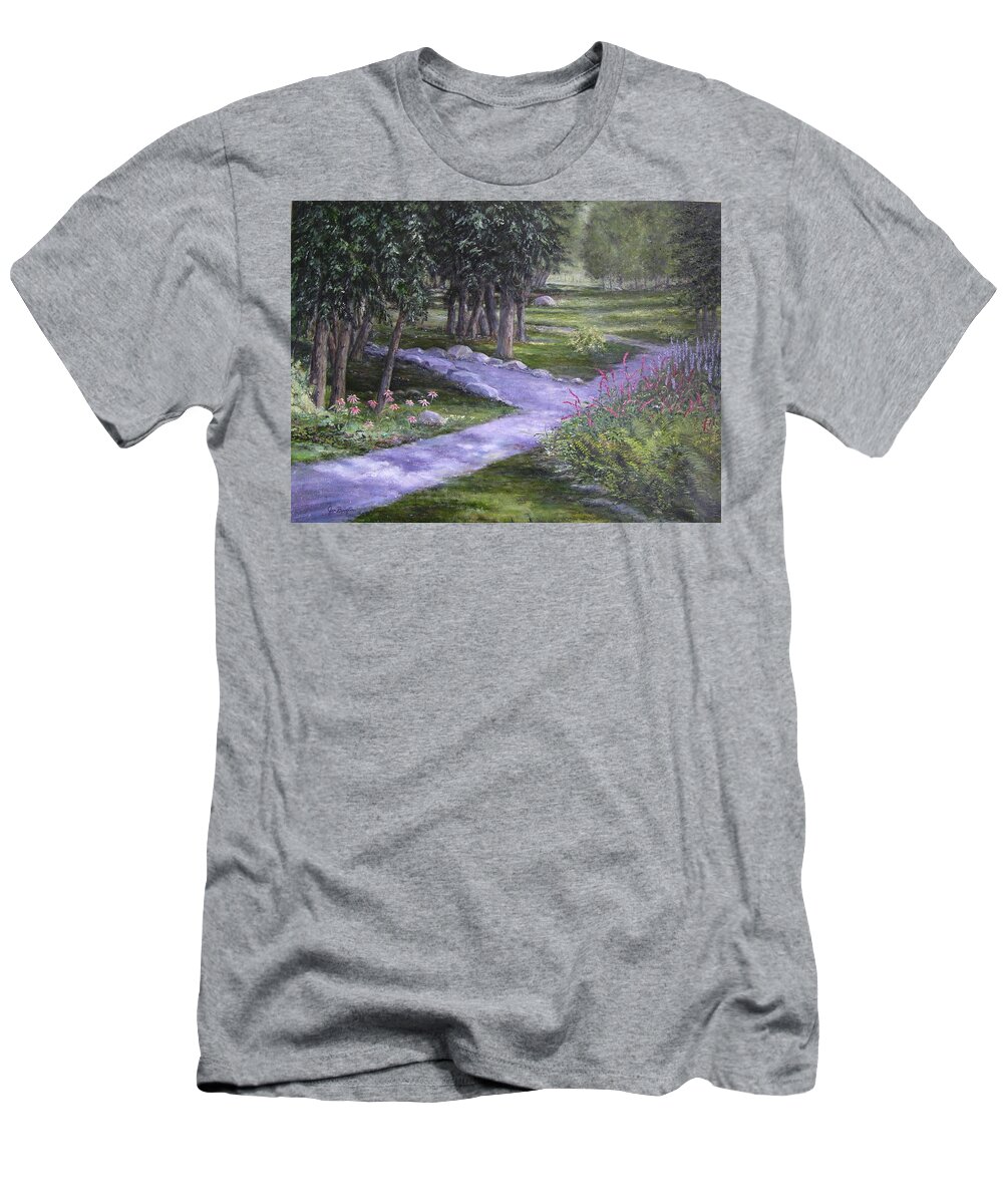 Garden T-Shirt featuring the painting Garden walk by Jan Byington