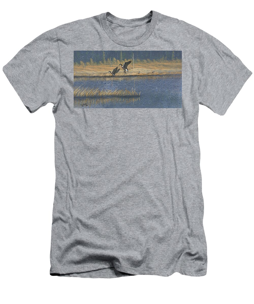 Landscape T-Shirt featuring the painting Geese by Richard Faulkner