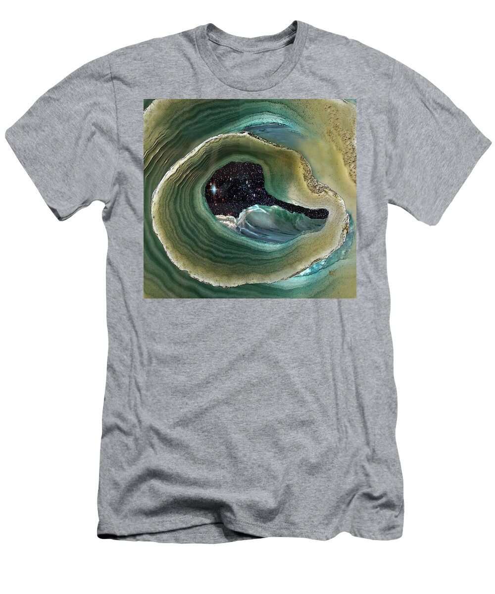 Geode T-Shirt featuring the mixed media Geode Night Sky at High Tide by Michele Avanti